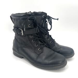 UGG Boots Size 7 Kesey Waterproof Leather Lace Up Zip Winter Buckle Wool Outdoor